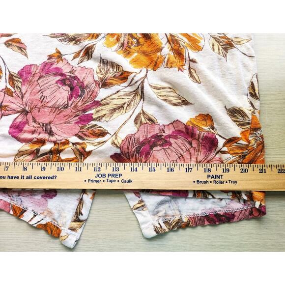 TOP/BLOUSE-NICOLE MILLER-Linen-Fall Floral Colors-Button Back-Short Sleeves-LRG - Picture 11 of 12